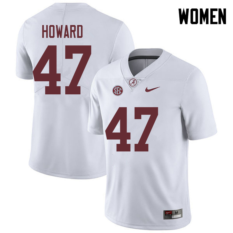 Alabama Crimson Tide Women's Chris Howard #47 White NCAA Nike Authentic Stitched 2018 College Football Jersey LE16D83UG